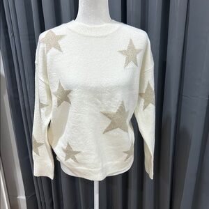 Elegant Star Patterned Sweater - White